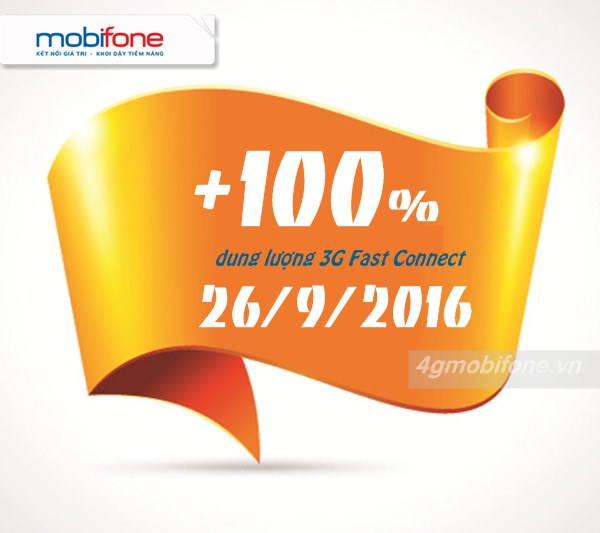 Mobifone khuyến mãi ngày vàng data Fast Connect 26/9/2016