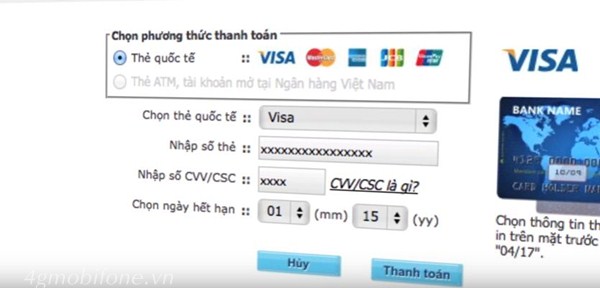 Cách thanh toán cước trực tuyến cho TB trả sau tại Mobifone.vn