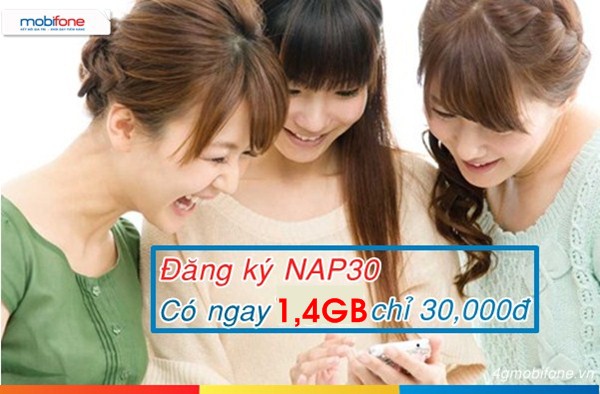 Đăng ký gói NAP30 Mobifone mua thêm 1,4GB data dùng 10 ngày chỉ 30.000đ