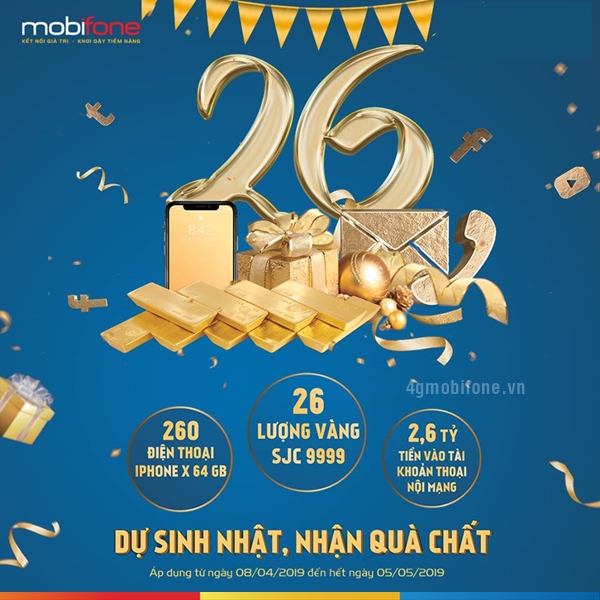 Mobifone khuyến mãi tặng đến 26 lượng vàng SJC 9999 mừng sinh nhật