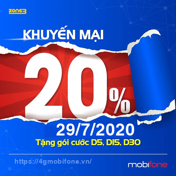 Rinh tài khoản khủng với khuyến mãi 20% thẻ nạp Mobifone ngày 29/7/2020