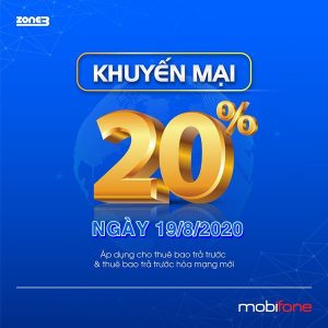 HOT: Mobifone khuyến mãi 20% thẻ nạp toàn quốc 19/8/2020